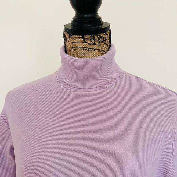 VTG White Stag Womens Ribbed Cotton Spandex Soft Mauve Lavender Turtleneck - Picture 2 of 7